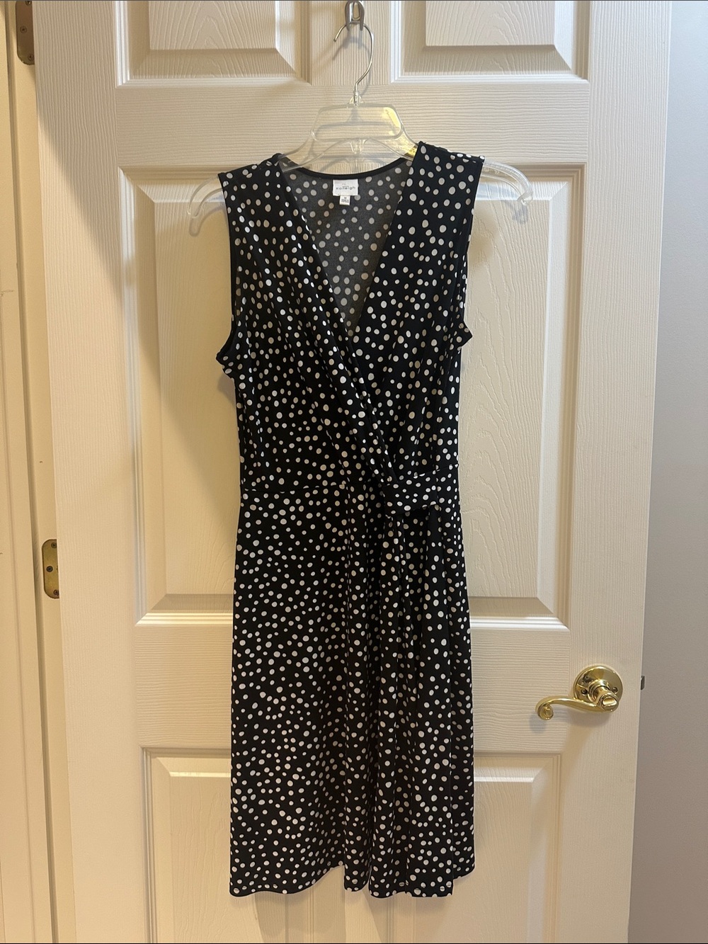 Sleeveless Black Polka Dot Wrap Dress
